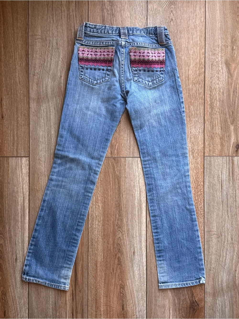 GAP Blue Jeans with Pink Stripe Pocket Embroidery
